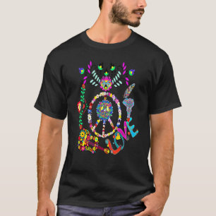 Peace Sign Hippy Style Liebe Peace 60er 70er Hippy T-Shirt