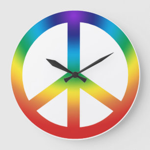 Peace Sign in Rainbow colors Große Wanduhr