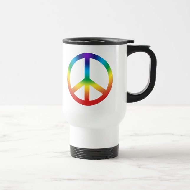 Peace Sign in Regenbogenfarben Reisebecher (Rechts)