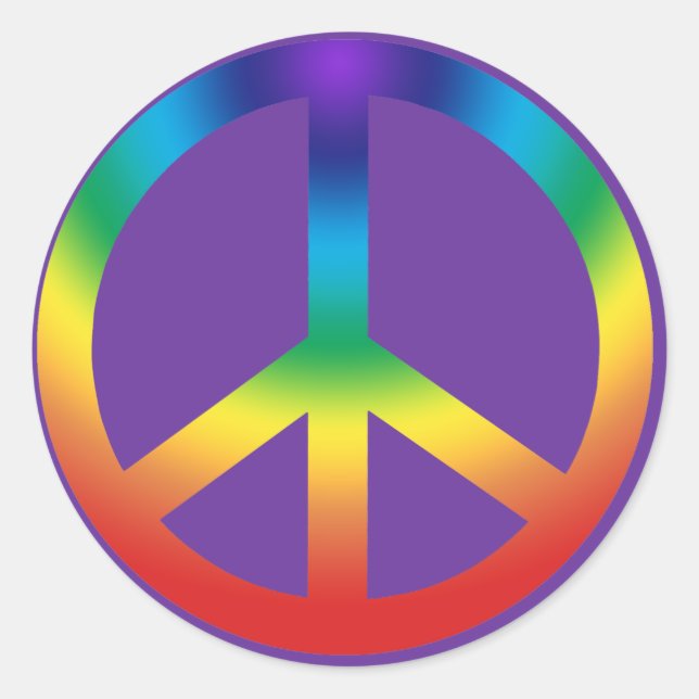 Peace Sign in Regenbogenfarben Runder Aufkleber (Vorderseite)