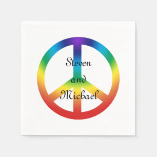 Peace Sign in Regenbogenfarben Serviette