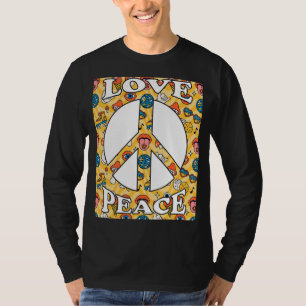 Peace Sign Liebe 60er 70er 80er 90s Retro Hippie V T-Shirt