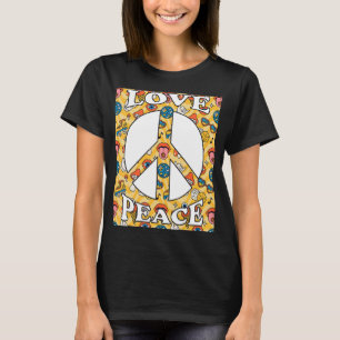 Peace Sign Liebe 60er 70er 80er 90s Retro Hippie V T-Shirt