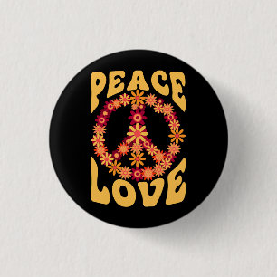 Peace Sign Liebe 60er 70er Costume Groovy Hippie i Button