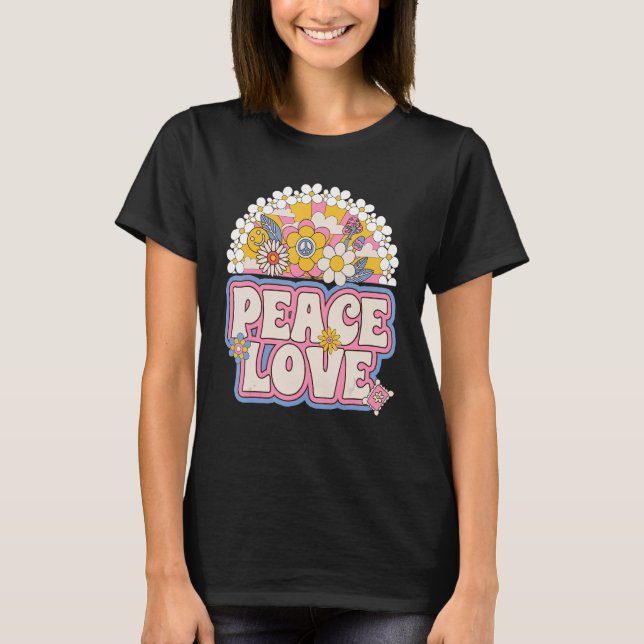 Peace Sign Liebe 60er 70er Costume Groovy Hippie i T-Shirt (Vorderseite)