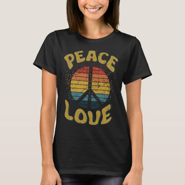Peace Sign Liebe 60er 70er Costume Groovy Hippie i T-Shirt (Vorderseite)