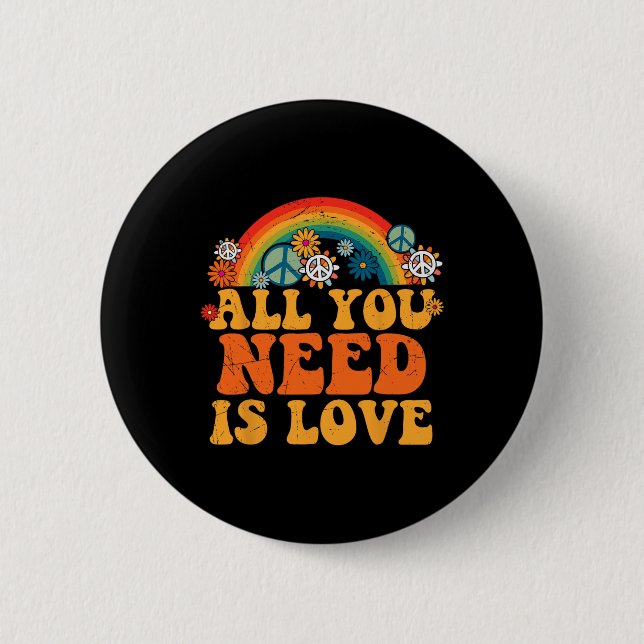 PEACE SIGN LIEBE 60er 70er Gefärbte Krawatte Hippi Button (Vorderseite)