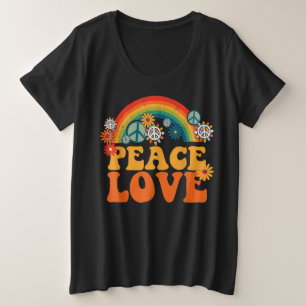 PEACE SIGN LIEBE 60er 70er Gefärbte Krawatte Hippi Große Größe T-Shirt