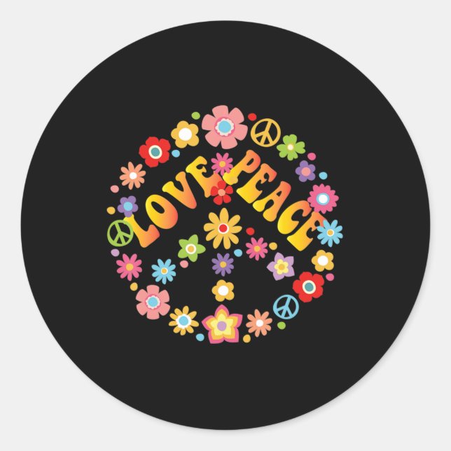 PEACE SIGN LIEBE 60er 70er Gefärbte Krawatte Hippi Runder Aufkleber (Vorderseite)