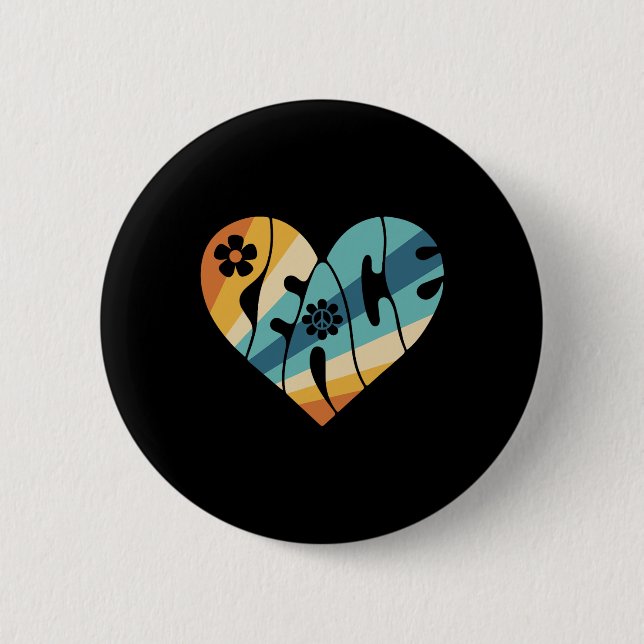 PEACE SIGN LIEBE 60er 70er Groovy Hippie Kostümhal Button (Vorderseite)