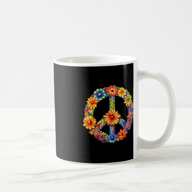 PEACE SIGN LIEBE 60er 70er Groovy Hippie Kostümhal Kaffeetasse (Rechts)