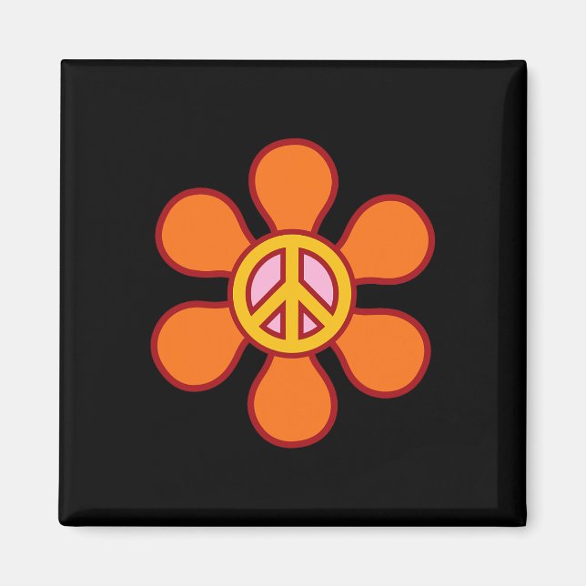PEACE SIGN LIEBE 60er 70er Groovy Hippie Kostümhal Magnet (Vorne)