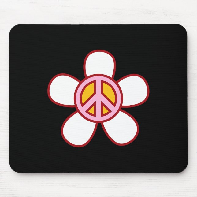 PEACE SIGN LIEBE 60er 70er Groovy Hippie Kostümhal Mousepad (Vorne)