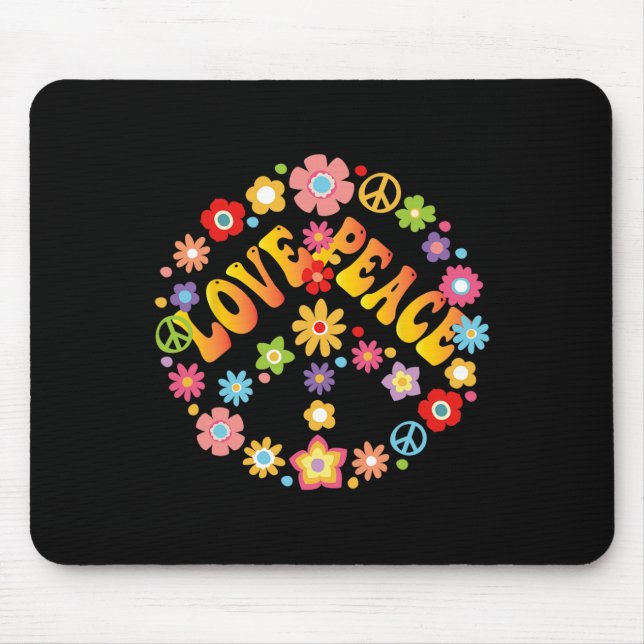 Peace Sign Liebe 60er 70er Groovy Hippie Kostümhal Mousepad (Vorne)