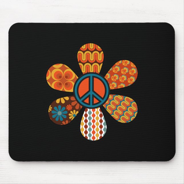 PEACE SIGN LIEBE 60er 70er Groovy Hippie Kostümhal Mousepad (Vorne)