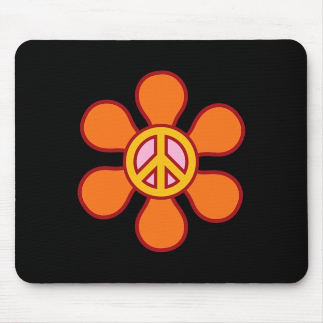PEACE SIGN LIEBE 60er 70er Groovy Hippie Kostümhal Mousepad (Vorne)
