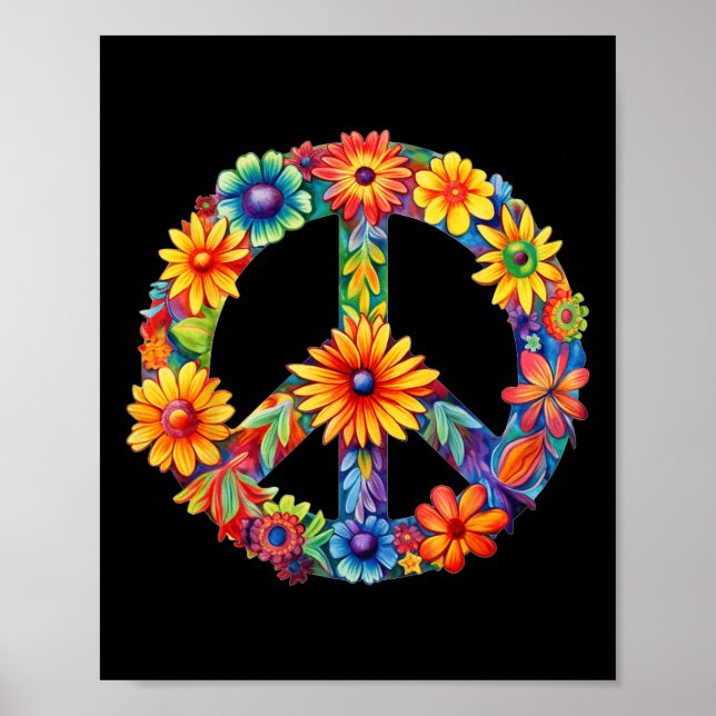 Peace Sign Liebe 60er 70er Groovy Hippie Kostümhal Poster (Vorne)