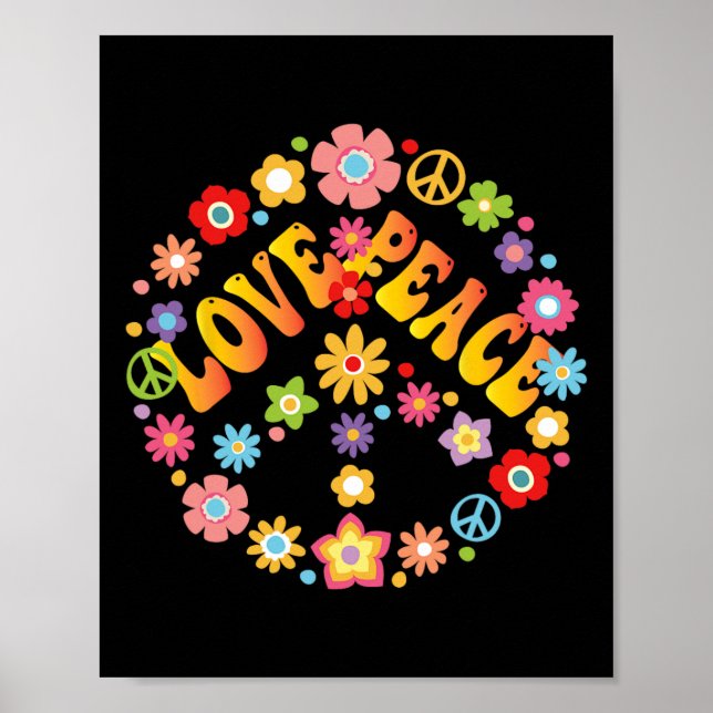 PEACE SIGN LIEBE 60er 70er Groovy Hippie Kostümhal Poster (Vorne)
