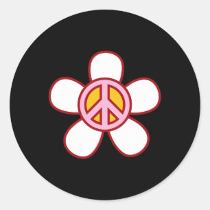 Peace Sign Liebe 60er 70er Groovy Hippie Kostümhal Runder Aufkleber
