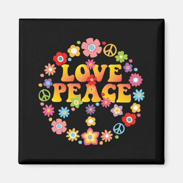 PEACE SIGN LIEBE 60er 70er Krawatte Die Hippie Cos Magnet (Vorne)