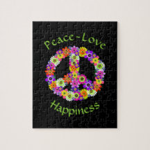 Peace Sign Liebe & Happy on Black