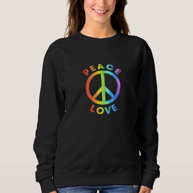 Peace Sign Liebe Rainbow 60er 70er Hippie Blume Ch Sweatshirt (Vorderseite)