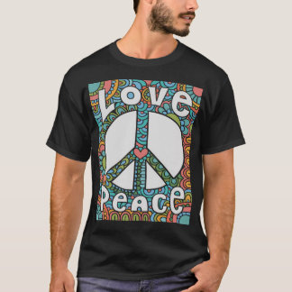 Peace Sign Liebe T Shirt 60er 70er Gefärbte Krawat