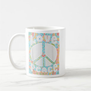 PEACE SIGN LIEBE T Shirt 60er 70er Gefärbte Krawat Kaffeetasse
