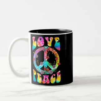 PEACE SIGN LIEBE T Shirt 60er 70er Gefärbte Krawat Zweifarbige Tasse