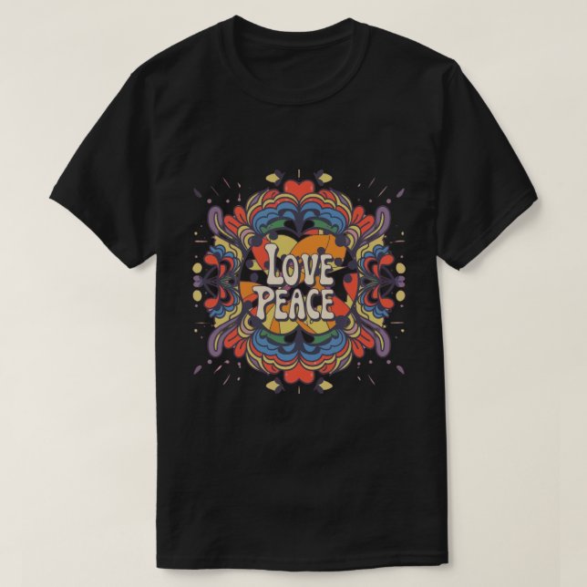 Peace Sign Liebe T Shirt | 70er Hippie Costume (Design vorne)