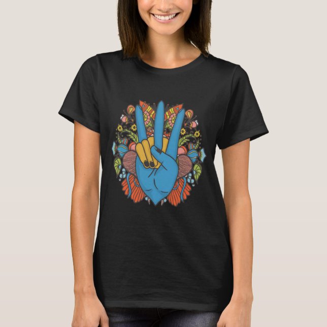 Peace Sign Liebe T Shirt | 70er Hippie Costume (Vorderseite)