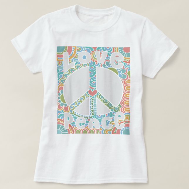 PEACE SIGN LOVE 1960s 1970s Shirt Tie Dye Groovy H (Design vorne)
