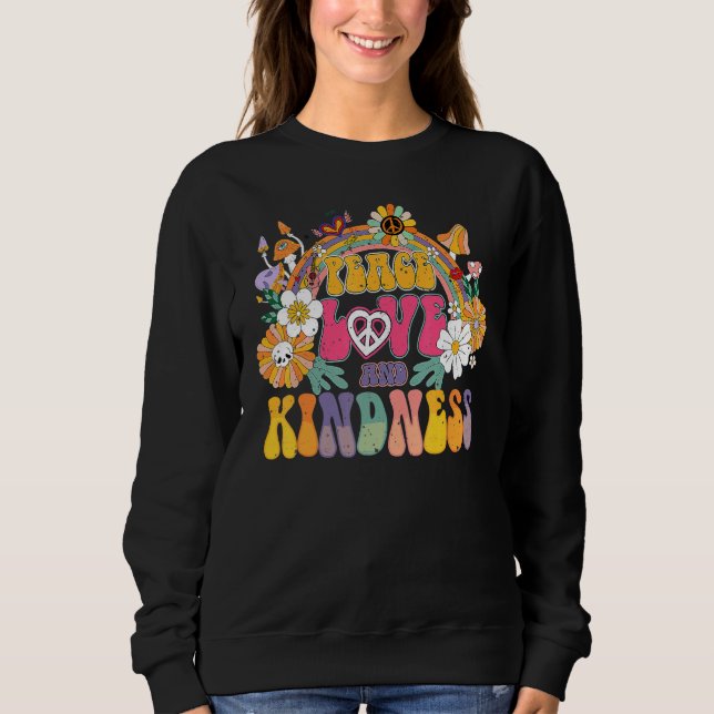 PEACE SIGN LOVE 60s 70 Hippie Groovy Vibes Hallowe Sweatshirt (Vorderseite)