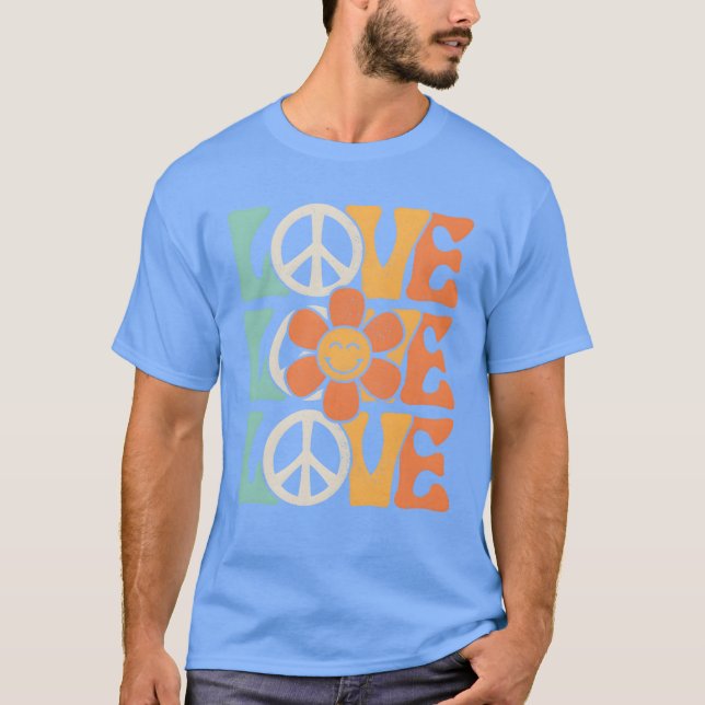 Peace Sign Love 60s 70s Costume 70heme Party frien T-Shirt (Vorderseite)