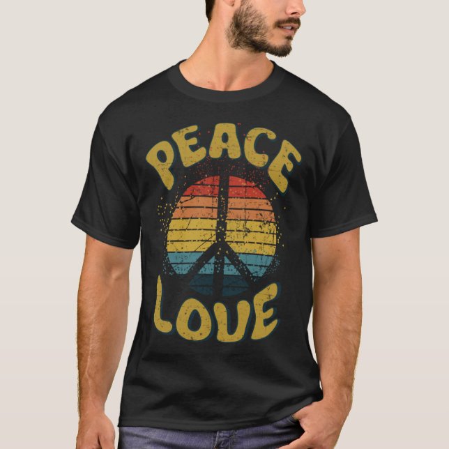 Peace Sign Love 60s 70s Costume Groovy Hippie Them T-Shirt (Vorderseite)