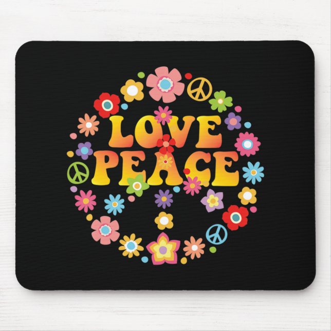 PEACE SIGN LOVE 60s 70s Tie Die Hippie Kostüm Mousepad (Vorne)