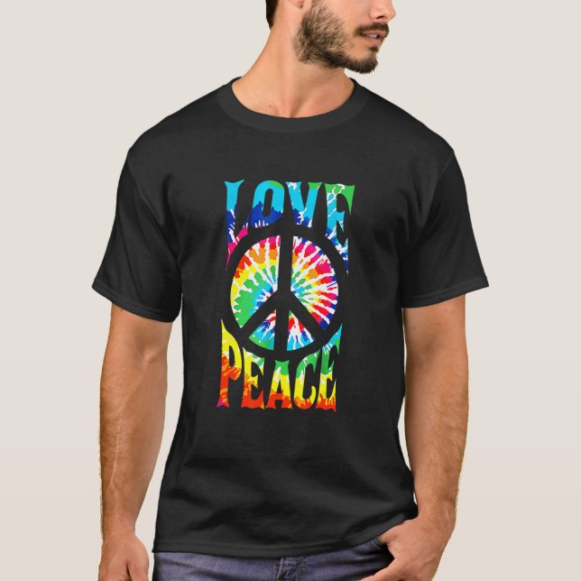 Peace Sign Love 60S 70S Tie Dye Hippie Costume 1 T-Shirt (Vorderseite)