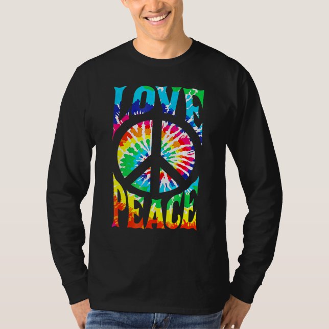 Peace Sign Love 60S 70S Tie Dye Hippie Costume T-Shirt (Vorderseite)