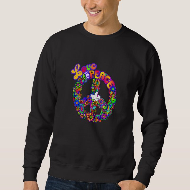 PEACE SIGN LOVE 60s 70s Tie Dye Hippie Halloween C Sweatshirt (Vorderseite)