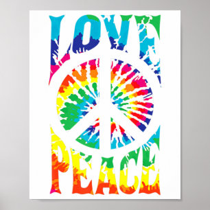 Peace Sign Love 60S 70S Tie Dye Hippie Kostüm Poster