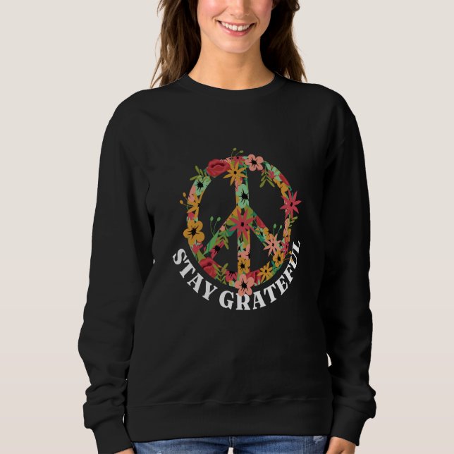 Peace sign Love Hippie Peace Freedom Bliss Flowers Sweatshirt (Vorderseite)