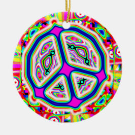 Peace Sign Mandala Keramik Ornament