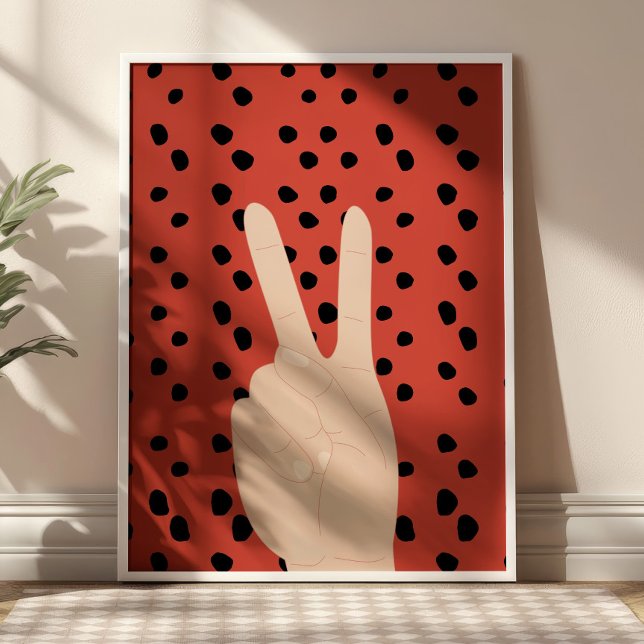 Peace Sign on Red Dotted Background Preppy Poster (Von Creator hochgeladen)