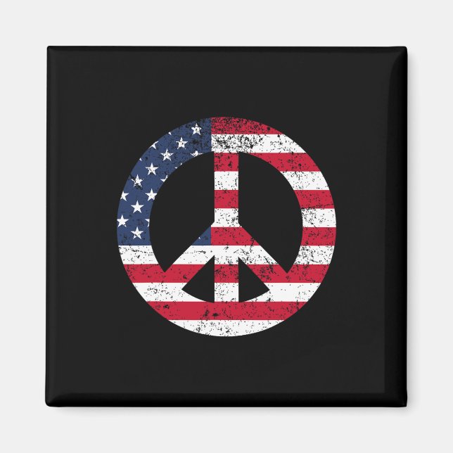 Peace Sign Patriotic Usa Flag Peace And Love  Magnet (Vorne)