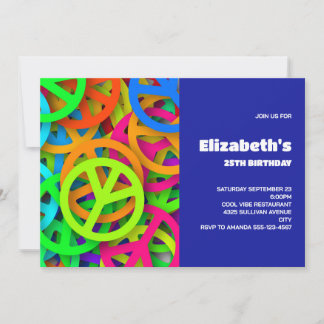 Peace Sign Pattern Groovy 60er Vibe Birthday Einladung