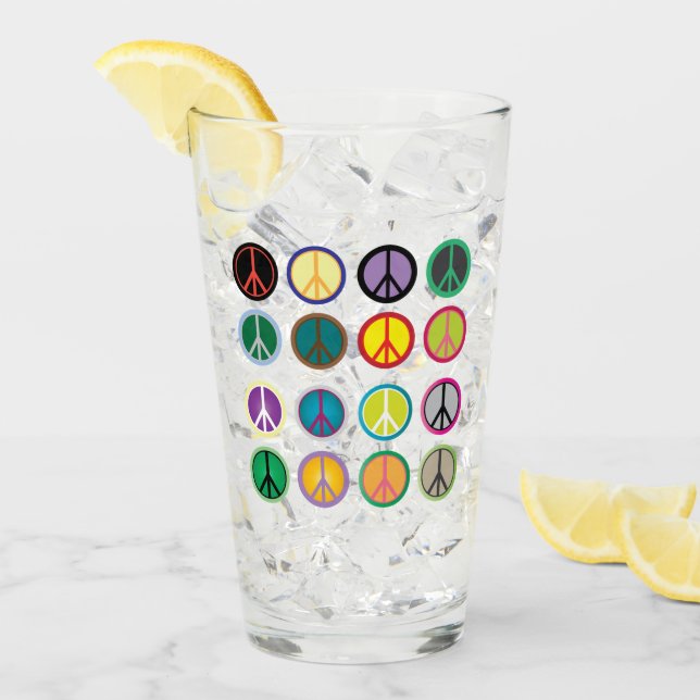 Peace Sign Pint Trinkglas Glas (Vorderseite Ice)