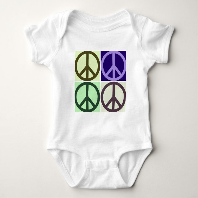 Peace Sign Pop Art Baby Strampler (Vorderseite)