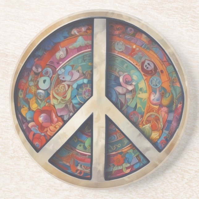 Peace Sign Pop Art Getränkeuntersetzer (Vorne)