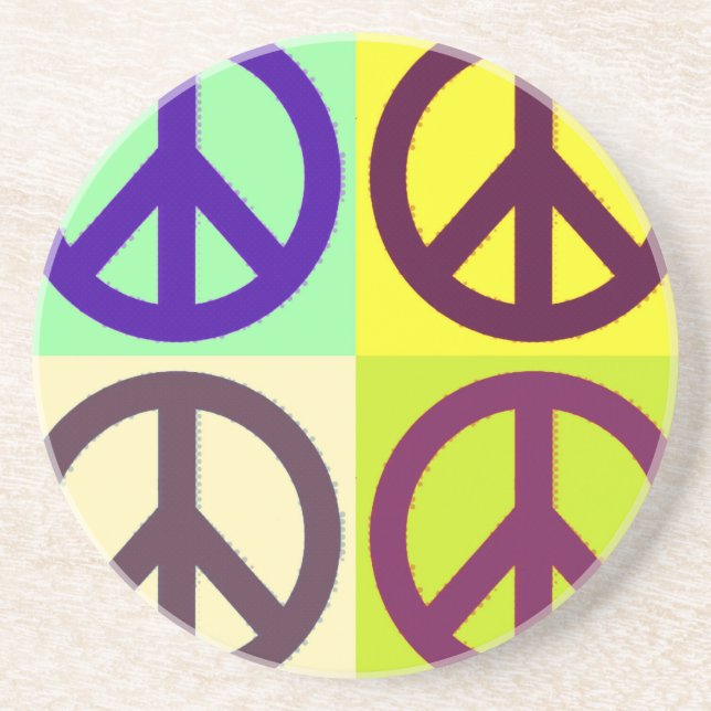 Peace Sign Pop Art Getränkeuntersetzer (Vorne)