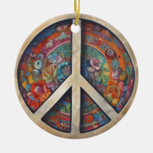 Peace Sign Pop Art Keramik Ornament